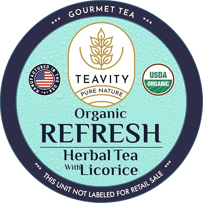 Organic Licorice Mint Tea Pods for Keurig - Natural Decaf Peppermint Tea by Teavity (12 Tea Pods)