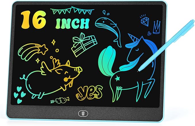 LCD Writing Tablet Doodle Board, 16 inch Colorful Drawing Tablet Writing Pad for Kids, Electronic Erasable Learning Educational Girls Gifts Toys for 3 4 5 6 7 Year Old Girls Boys