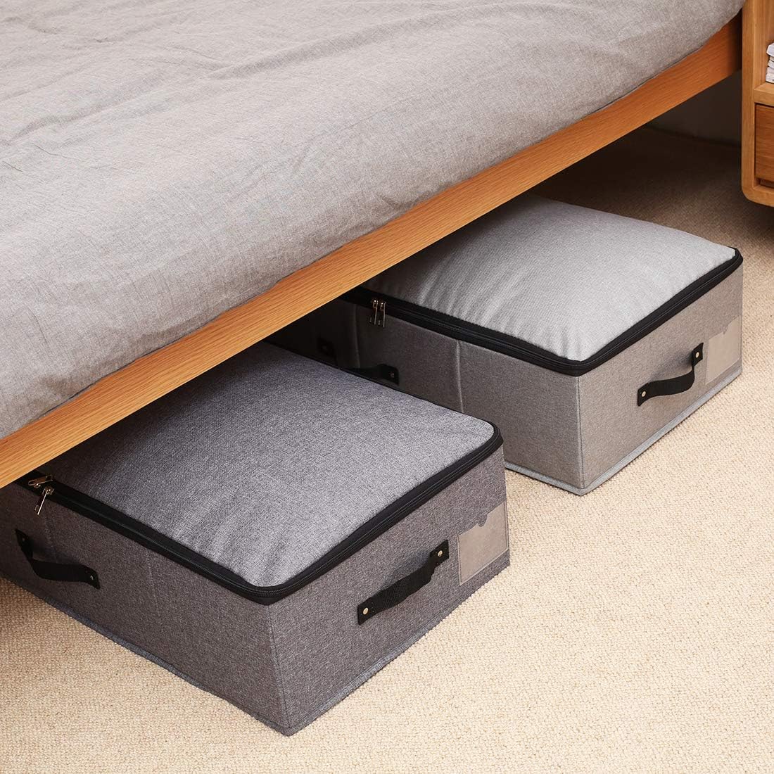 AMJ 29.5"*15"*7", Blanket, Duvets, Winter Clothes Storage Box for Under Bed, Top Wardrobe Organizer, Dark Gray