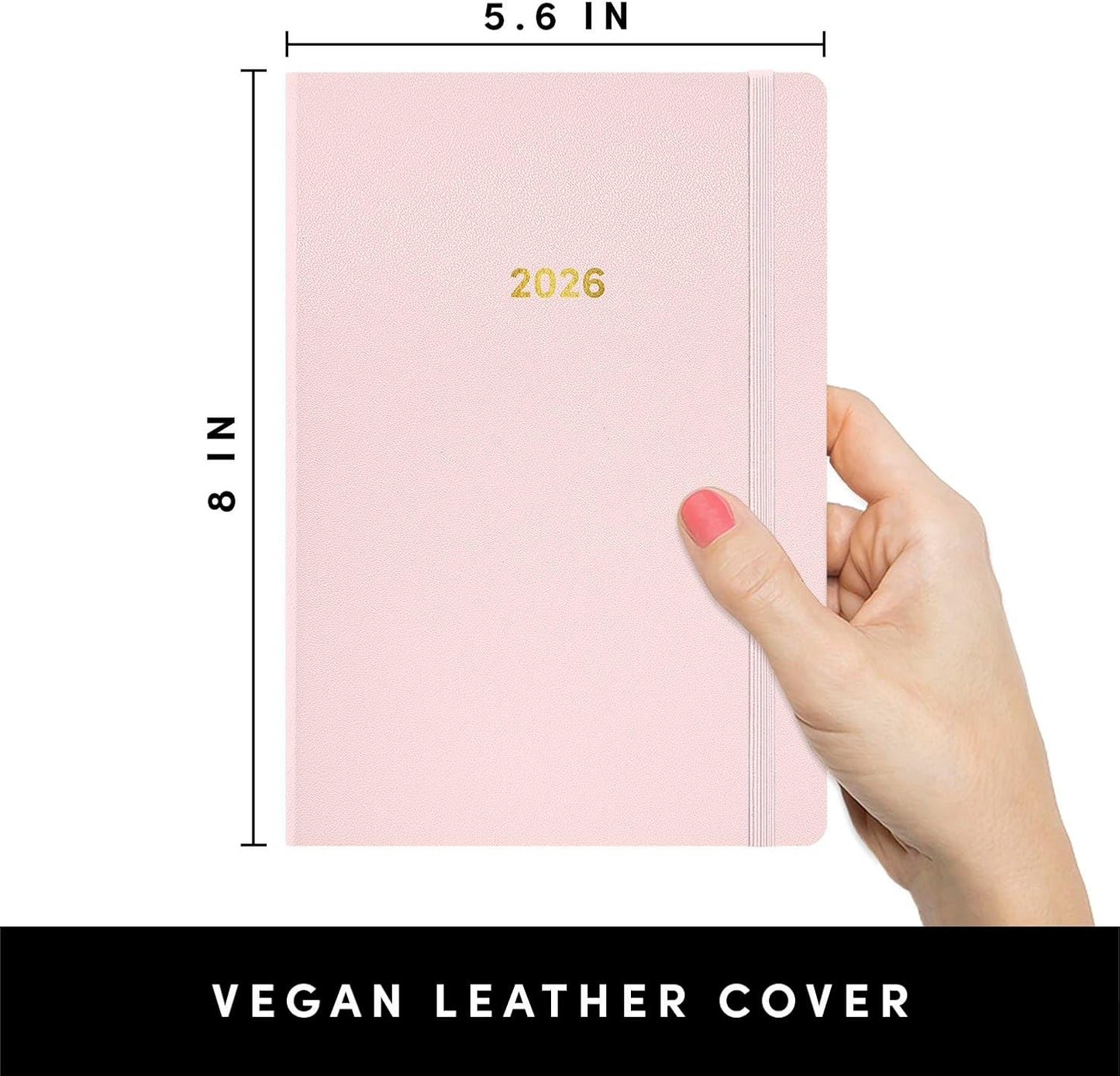 PAPERAGE 2026 Weekly & Monthly Planner, 12 Months (January 2026 - December 2026), 5.6 in x 8 in, Hardcover 2026 Planner with Weekly & Monthly Spreads, Note Pages, Stickers & Back Pocket – Blush