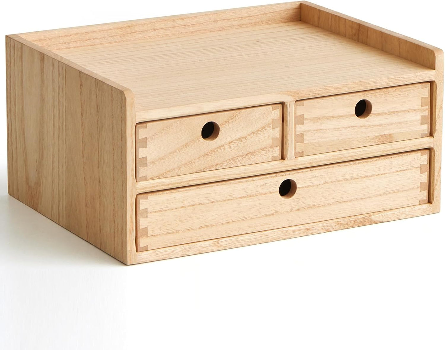 KIRIGEN Wood Organizer Shelf with 3 Drawers for Home Kicthen Decor Office Supplies Desktop Cabinet for Drawer Organizer - Desk Accessories Storage Box -Countertop Shelf Natural（DT2D3C-NA）