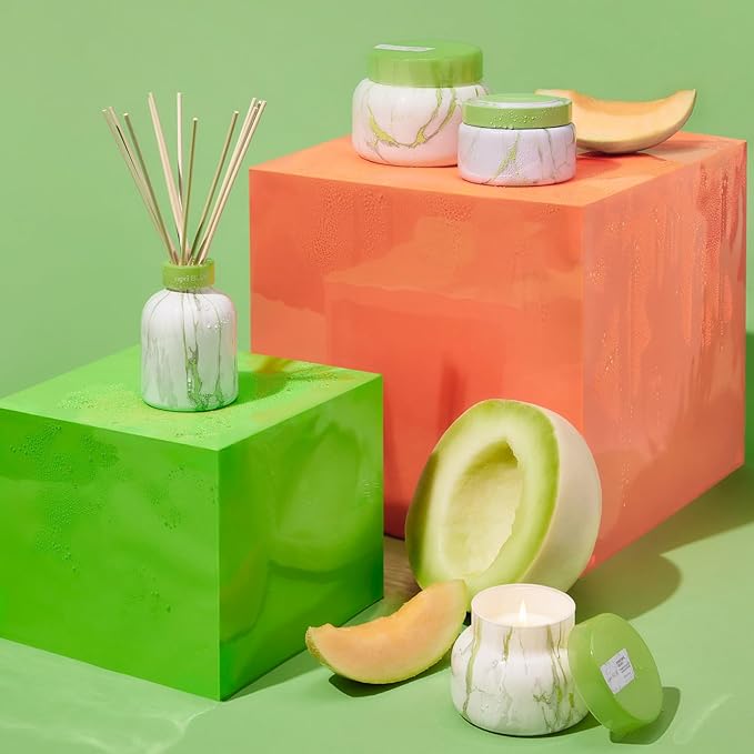 Capri Blue Reed Diffuser Set - Includes Modern Marble Oil Diffuser, Diffuser Sticks & Aroma Diffuser Oil - Air Freshener - Diffusers for Home Decor - Honeydew Crush Diffuser Scents (5.7 fl oz)