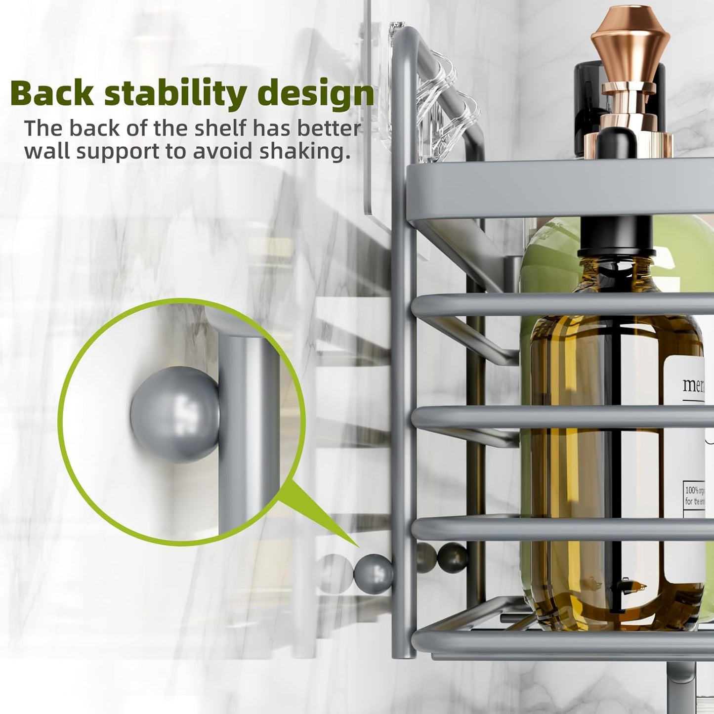 Yougai 3 Pack Shower Caddy Organizer Shelf Rack, Rustproof Corner Bathroom Storage Organization, Wall Mount Adhesive Shower Organizer With Soap Dish For Bathroom Storage&Home Decor&Kitchen-Dark Grey