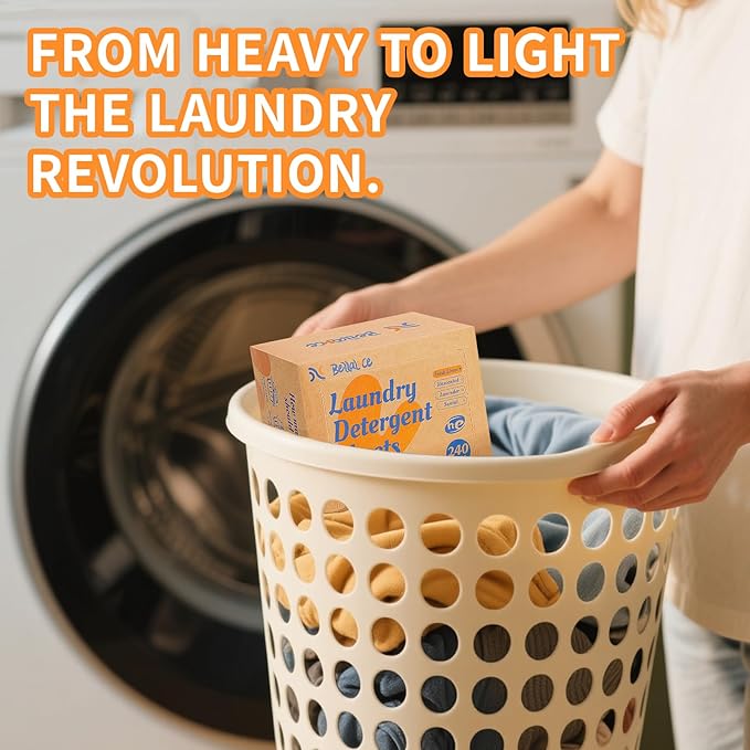 BellaLuce Laundry Detergent Sheets: 1 Home Size (240 Loads, Fresh Linen) & 2 Travel Size (32 Loads, Fresh Linen & Amber Nectar) | Portable for College, Dorm, Hotel, Family