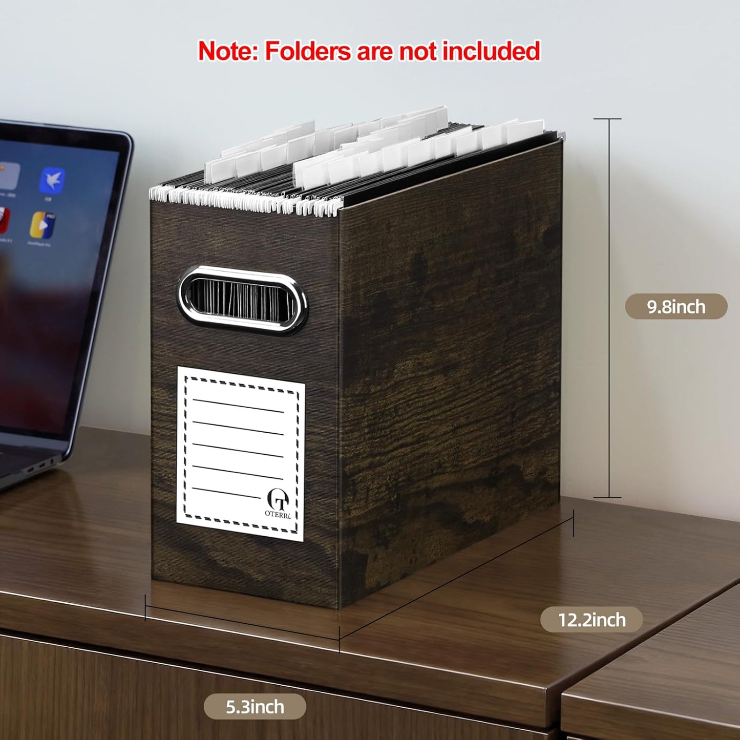 Oterri Cardboard File Organizer Box for Hanging File Folders Letter Size,File Box for Computer Desk,File Cabinet,Working Home,Office,Classroom (Brown Wood Grain Print, Letter Size - 2 Packs)