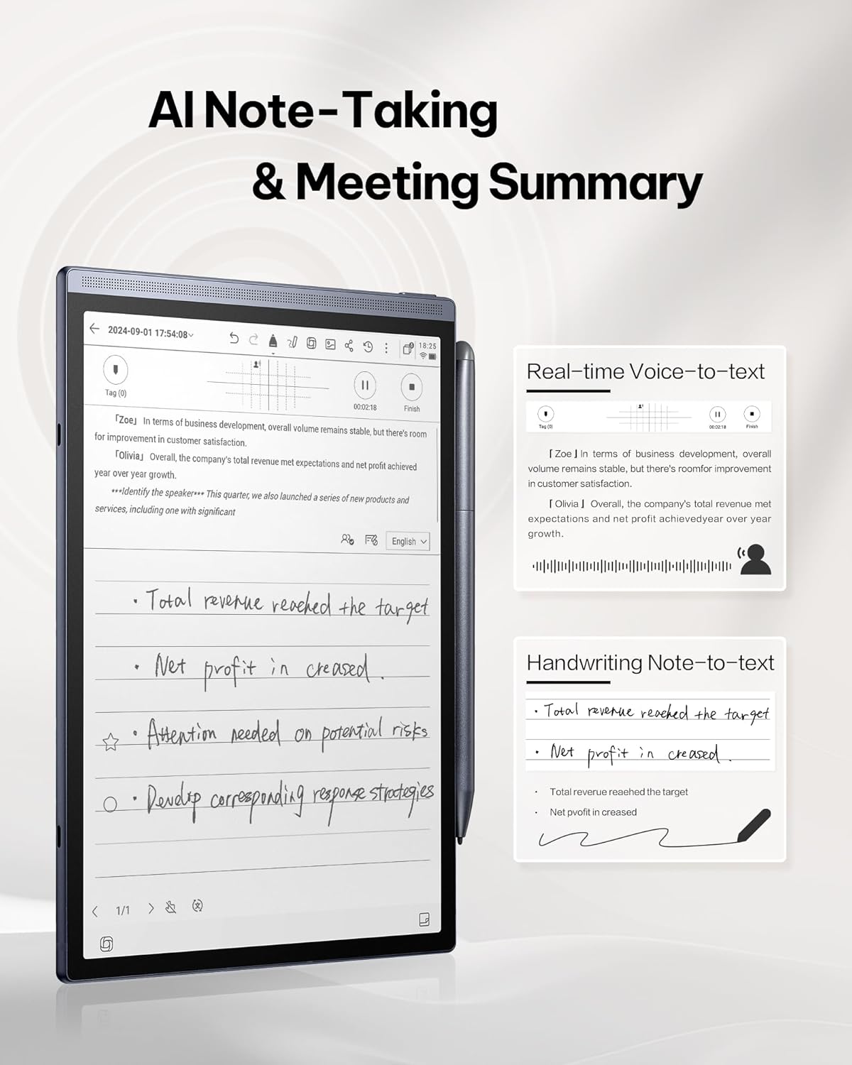 iFLYTEK AINOTE Air 2 Bundle - Black Folio Case, 8.2-inch AI Note-Taking Tablet Writing Paper Tablets, Digital Notebook with Pen, Voice-to-Text Transcription, Multi-Languages Chatgpt Support