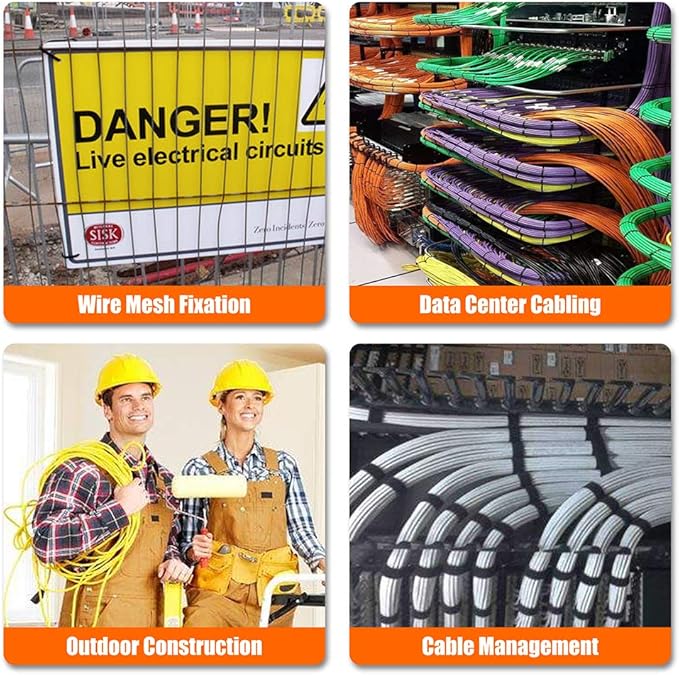 Cable Zip Ties,500 Packs Self-Locking 4+6+8+10+12-Inch Width 0.16inch Nylon Cable Ties,Perfect for Home,Office,Garage and Workshop (Black)