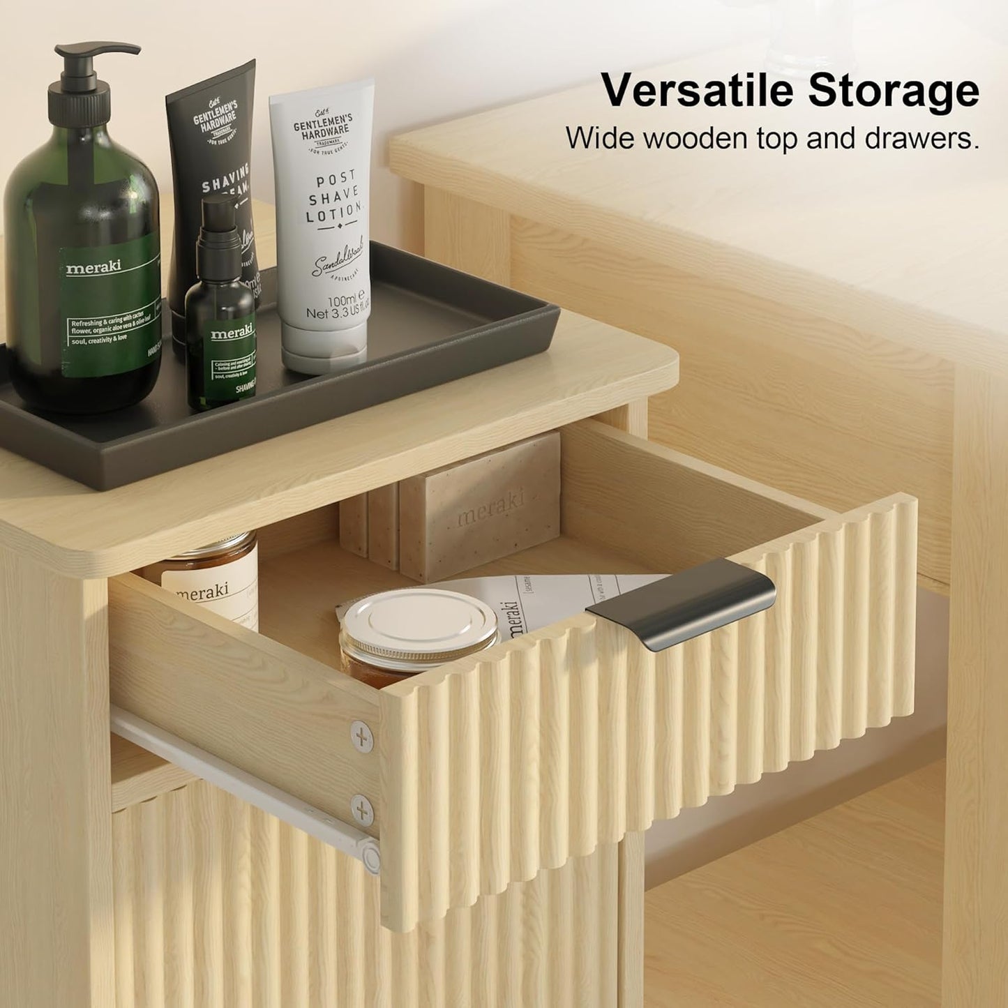 Natural Tilt Out Laundry Hamper Cabinet Hidden Laundry Hamper Cabinet with Drawers and Baskets for Bathroom Hamper with Storage for Kitchen Bedroom，16x16x30in