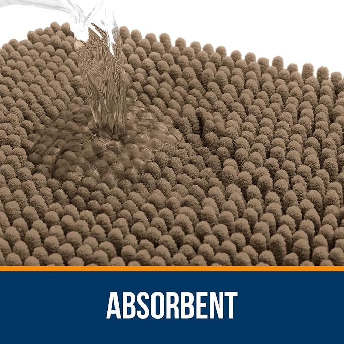 OLANLY Bathroom Rugs 70x24, Extra Soft Absorbent Chenille Bath Rugs, Rubber Backing Quick Dry, Machine Washable Bath Mats for Bathroom Floor, Tub and Shower, Home Decor Accessories, Tan