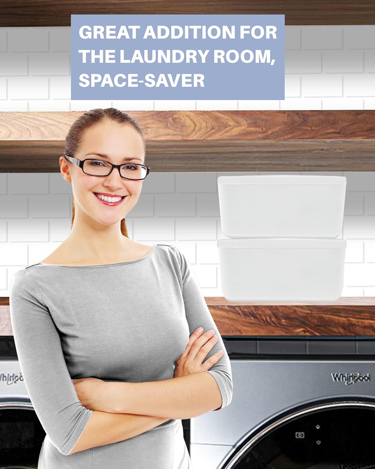 TidyFriend Laundry Pods Container with Slide Lid, 15" x 8.7" x 4.5", Airtight Storage Keeps Pods Fresh, Holds 9–10 lbs or 100–130 Pods, Laundry Detergent Container & Dishwasher Pod Holder (White)