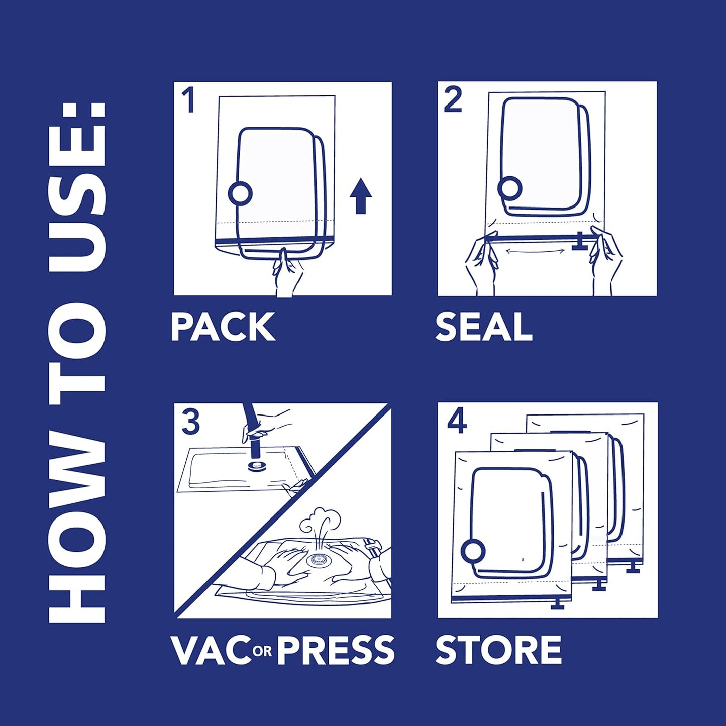 Shrink-Pak Space Bags Vacuum Storage Bags for Bedding Jumbo Compression 3 Pack Clear for Comforters Blankets (3 Jumbo/Bedding Solo)