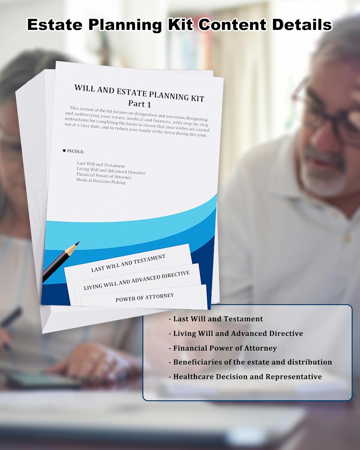 Estate Kit - Personal File Organization Kit and Estate Planning Kit, Systematic Organisation of Document Organizer and Planning, Detailed Instructions for Living Wills, Last Wills and testaments, POA