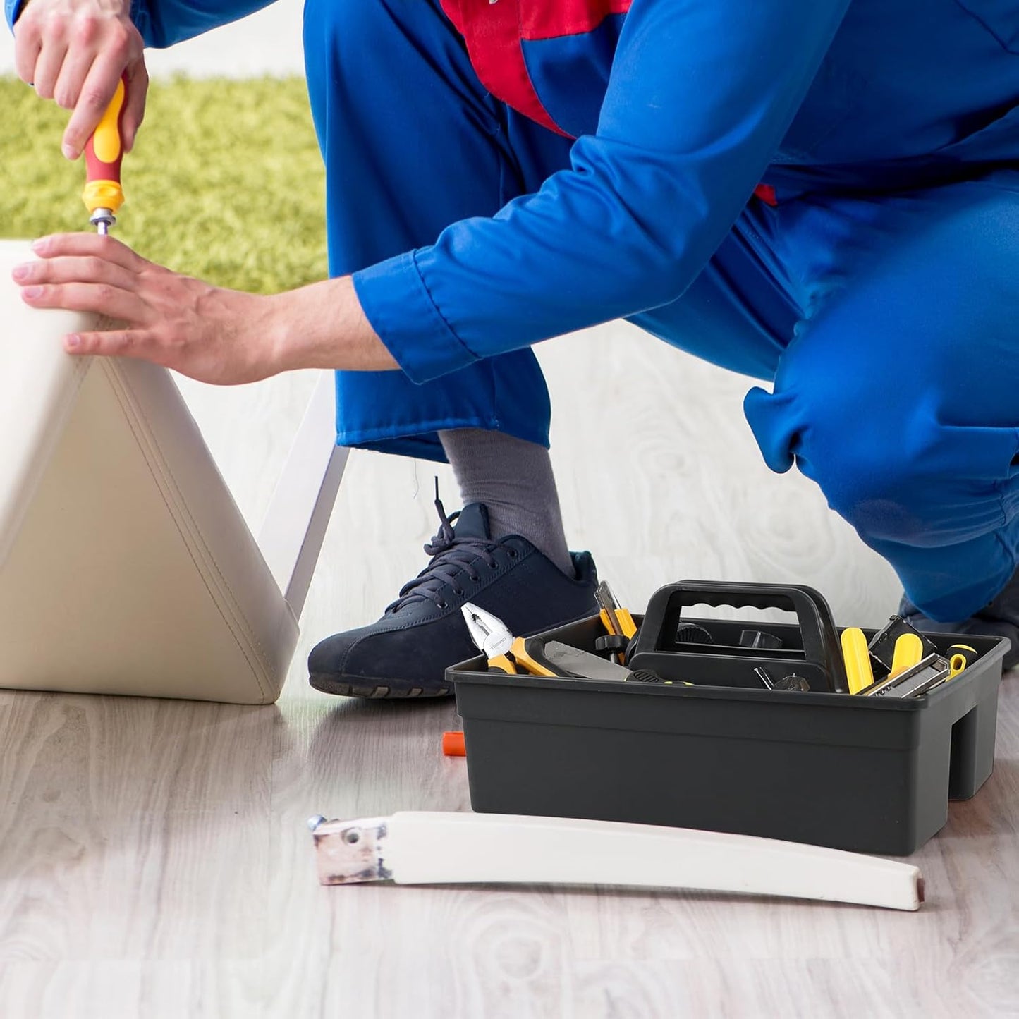 6 Pack Cleaning Organizer Caddy with Handle, Plastic Carry Caddy for Cleaning Products