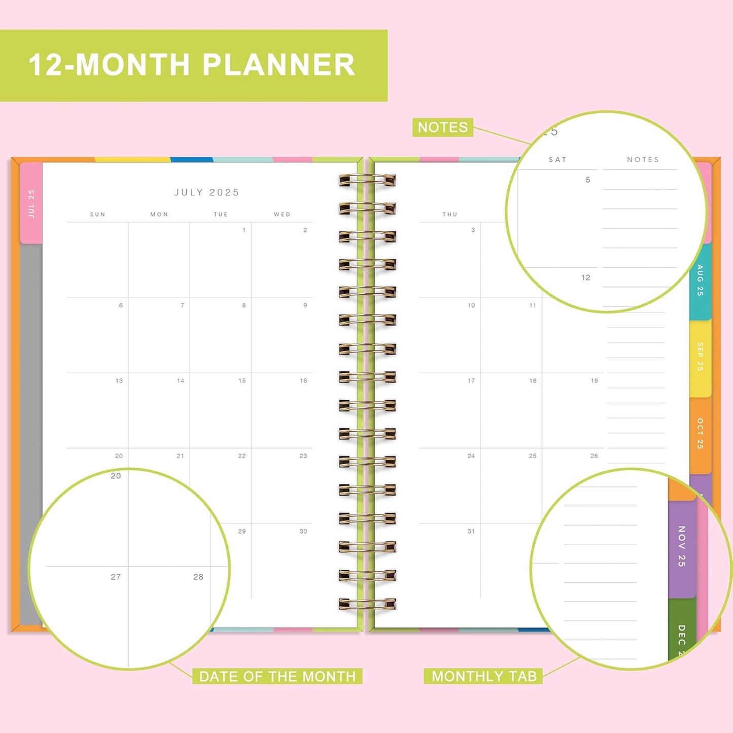 And Per Se Student Planner 2025-2026, Academic Planner July 2025 - June 2026, 8.5" × 6.2", Weekly & Monthly Lesson Plan for Students with Colorful Tabs & Stickers (Joyful Wave)