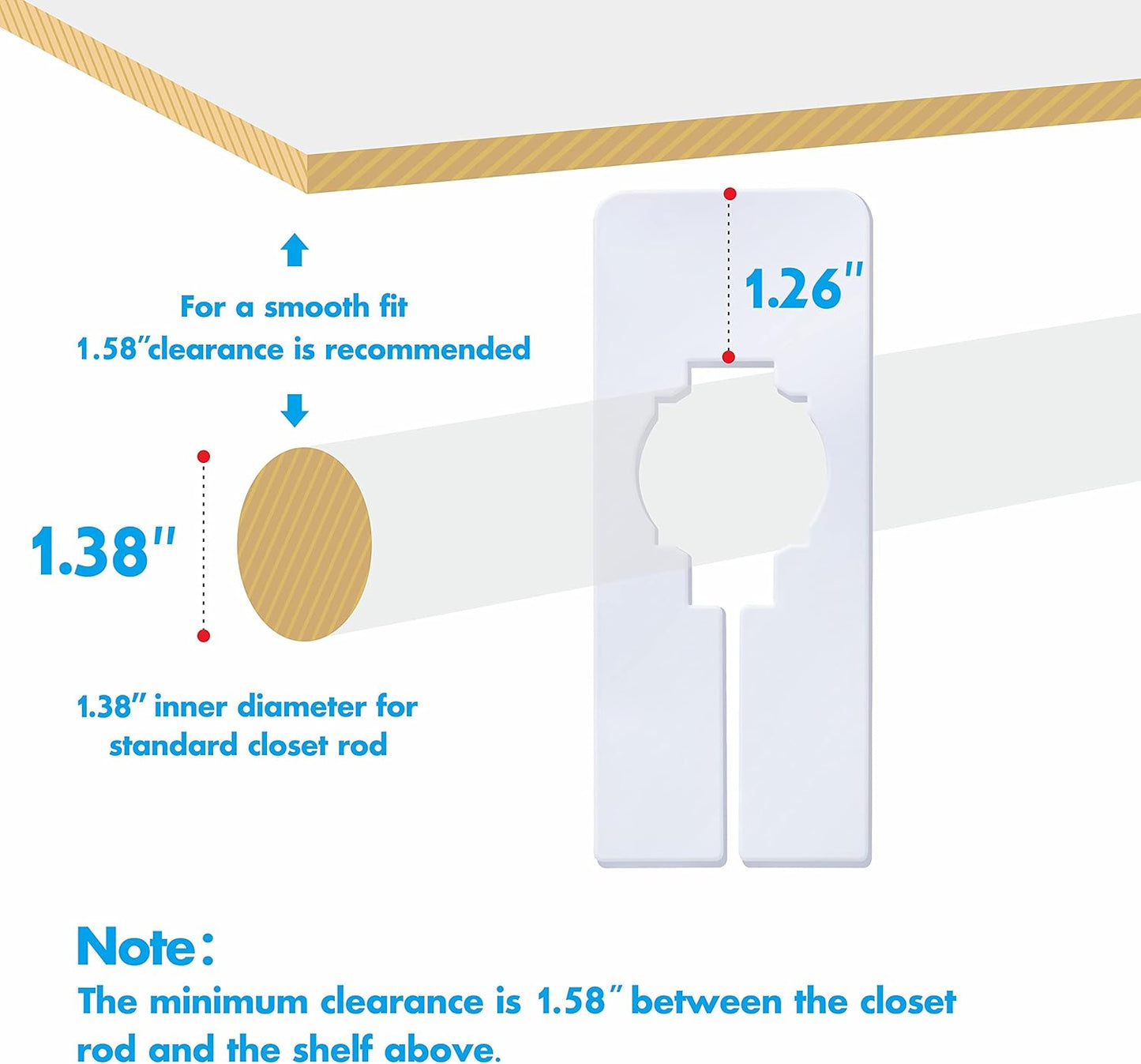 30 PCS Rectangular White Plastic Closet Dividers with a Bonus Marker, Writable and Reusable for Sorting Clothing Size, Color, Size 2” x 5.4’’(Inner Diameter 1.38”)