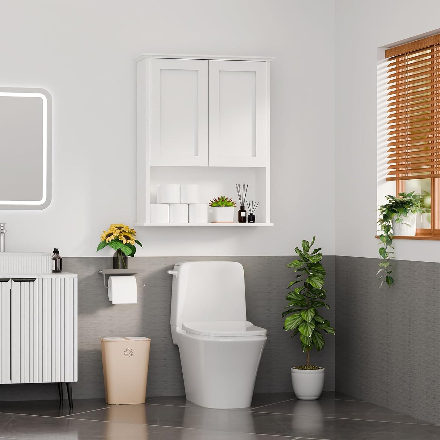 Bathroom Medicine Cabinet - Toilet Cabinet - Wall Mounted Cabinet - Multi Scene Wall Cabinet Storage Solution (Suitable for Bathroom, Kitchen, Living Room; White, Easy to Install)