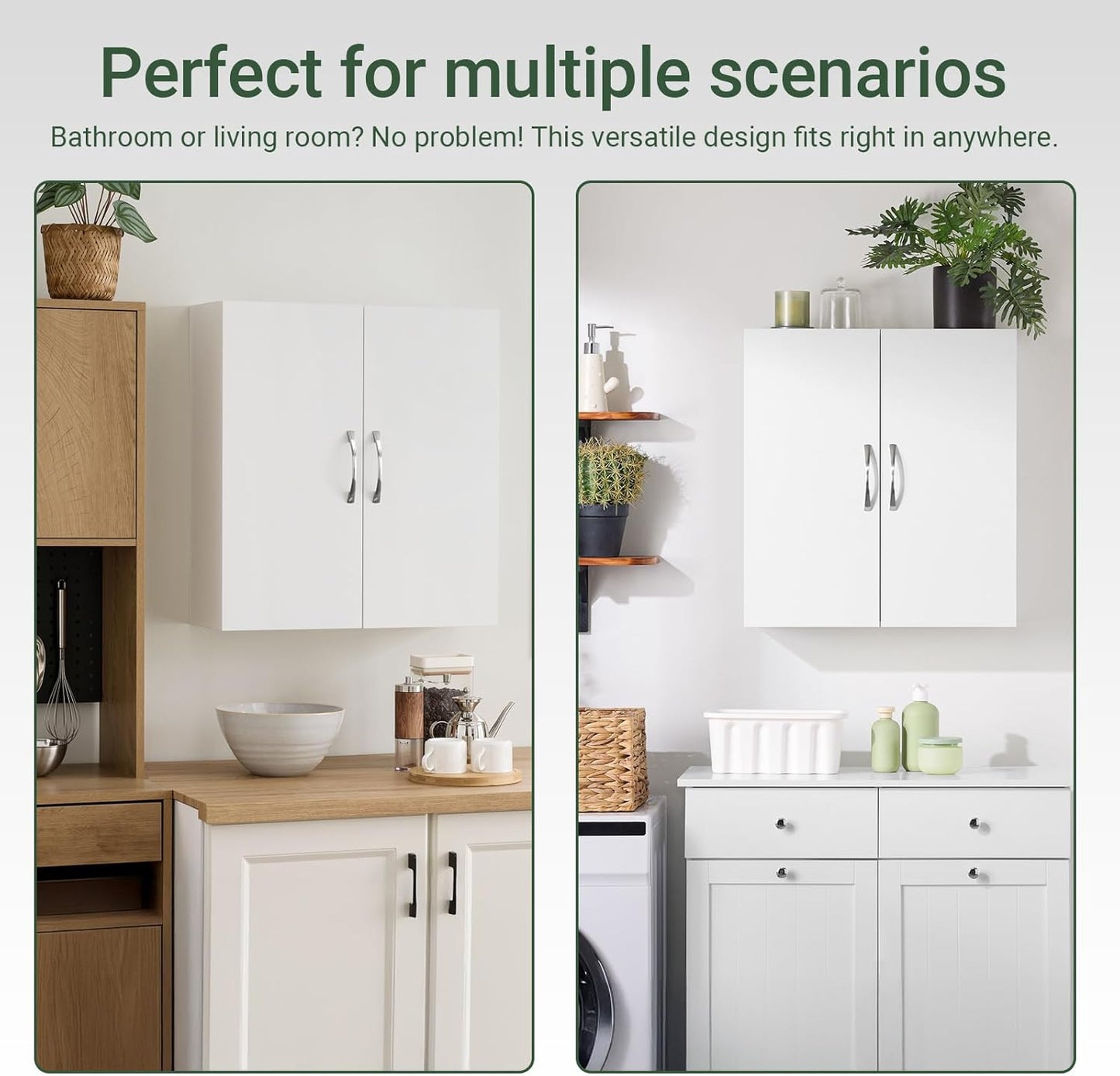 SoBuy Narrow Bathroom Wall Cabinet Over The Toilet Storage, Small Space Wall Mounted Medicine Cabinet with Adjustable Shelf, Floating Storage Cabinet for Laundry Room Kitchen, White BZR200-T-W