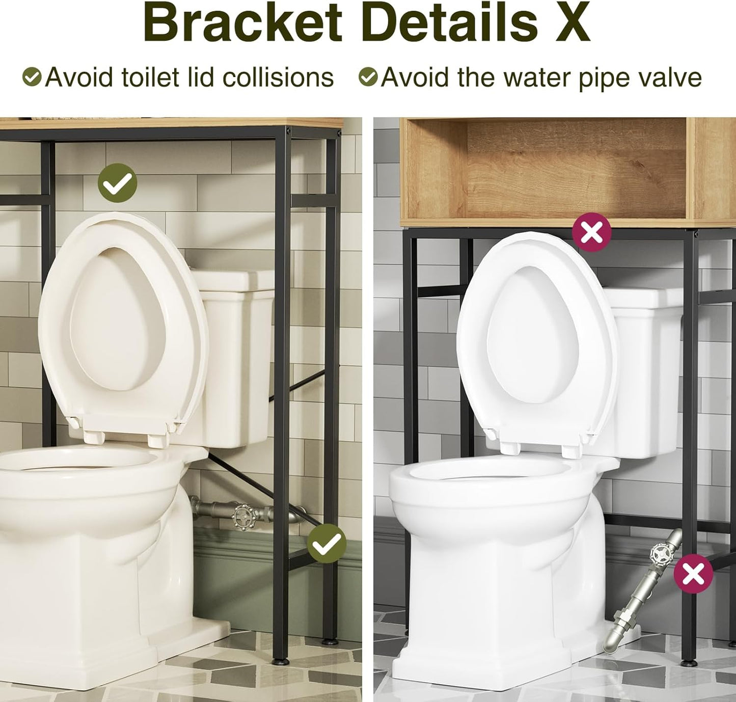 Over The Toilet Storage Cabinet with Fluted Doors and Adjustable Shelf, Tall Bathroom Organizer with Metal Stand Space Saver Over Toilet , Wood Rack for Bathroom, Restroom, Laundry, Natural Oak