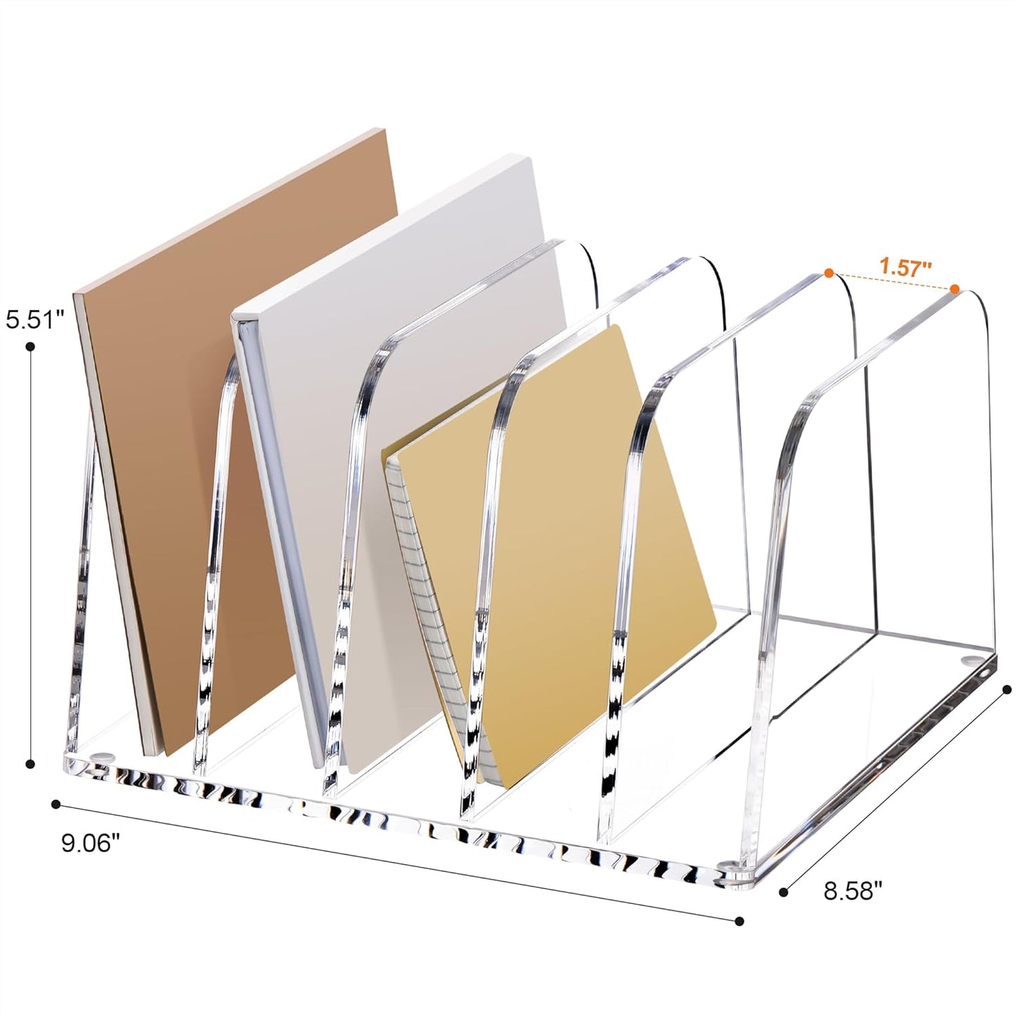YUXUN Clear Acrylic Desktop File Sorter Organizer,Upright File Organizer, 5-Section Bookshelf for Home Office & Classroom