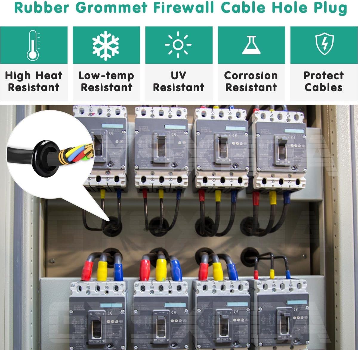 Rubber Grommet Kit 170 Pack - Black Firewall Grommet Assortment 7 Sizes Rubber Cable Hole Plug for Holes, Electrical, Plumbing, Automotive, Boat, Home Improvement Cord Wire Pipe Organization
