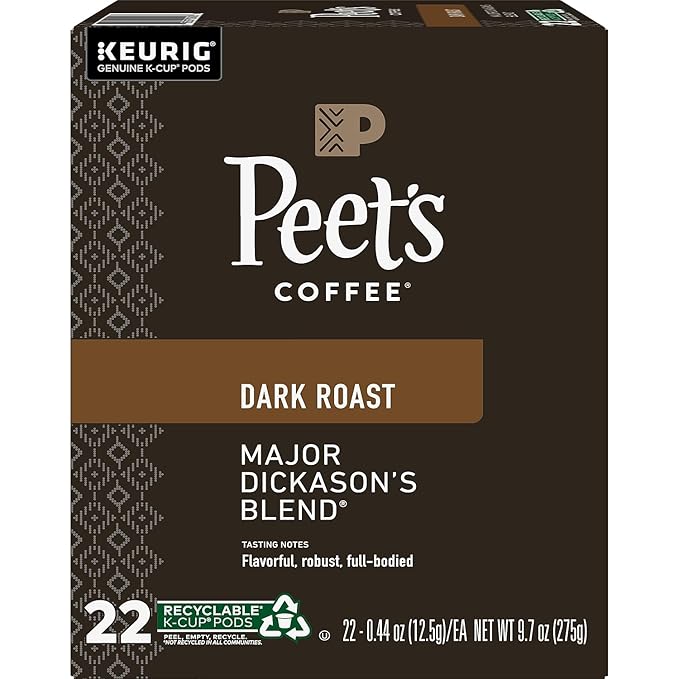 Peet's Coffee & Tea Coffee Major Dickason's Blend K-Cup Portion Pack for Keurig K-Cup Brewers, 22 Count