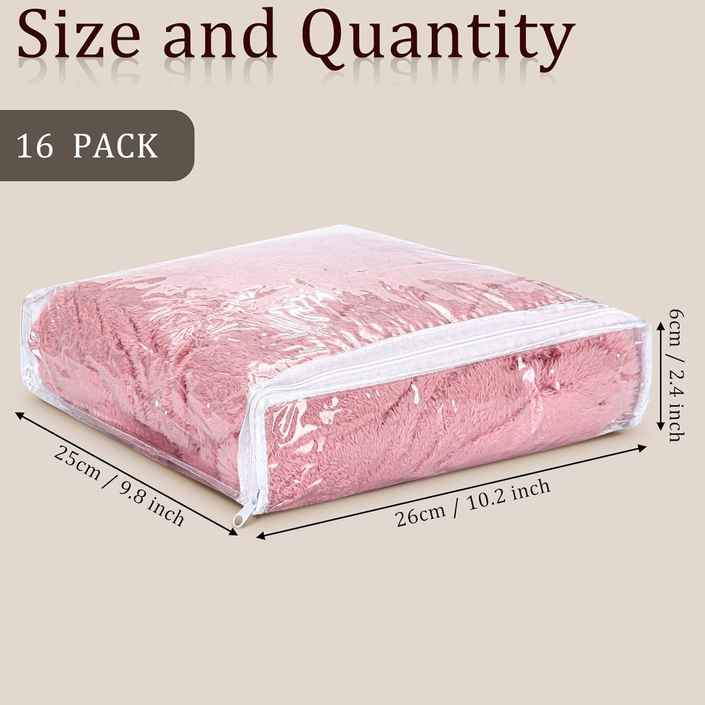 Kingdder 16 Pcs Clear Zippered Storage Bags Plastic Sweater Bags with Zipper 10 x 10 x 2.5 Inch Vinyl Sheet Organizer and Storage for Clothing Blankets Sheet Linen Bed Pillow Cube Organizer