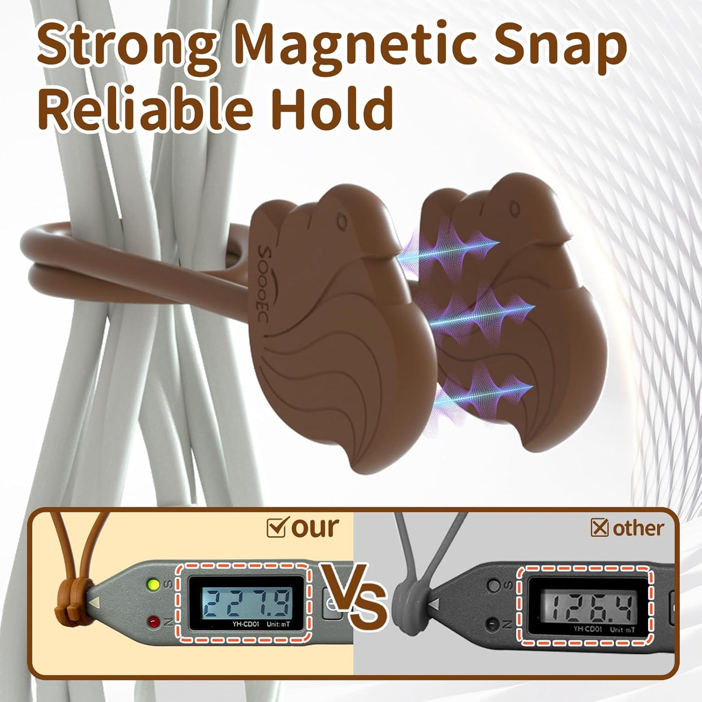 Fun Squirrel Magnetic Cable Ties – 24 Pack, Reusable Silicone Cord Organizers for Home & Office, Strong Magnetic Hold, Assorted Colors, Ideal for Cable Management, Novelty Gift