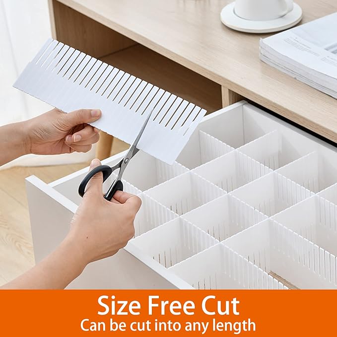 20Pcs Drawer Dividers, 14.96"x2.76", Thin, DIY Plastic Drawer Separator, Large Adjustable Dresser Drawer Organizer for Clothes, Bedroom, Bathroom, Kitchen Cutlery, Desk, Office Storage