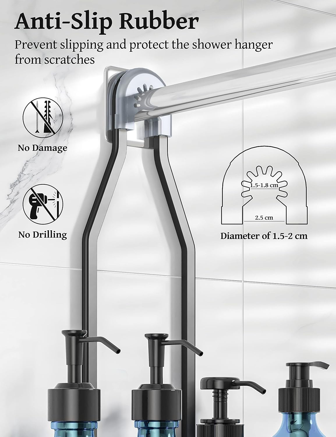 YASONIC Shower Caddy Over Shower Head Never Rust Aluminum Large Hanging Shower Caddy with 10 Hooks for Razor/Sponge - Over The Shower Head Caddy with Soap Basket - Hanging Shower Organizer Black