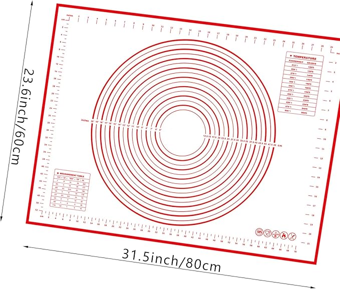 Dough Mat Pastry Silicone Baking Mats 32x24" Red for Rolling Kneading Sheet Sourdough Bread Baking Supplies