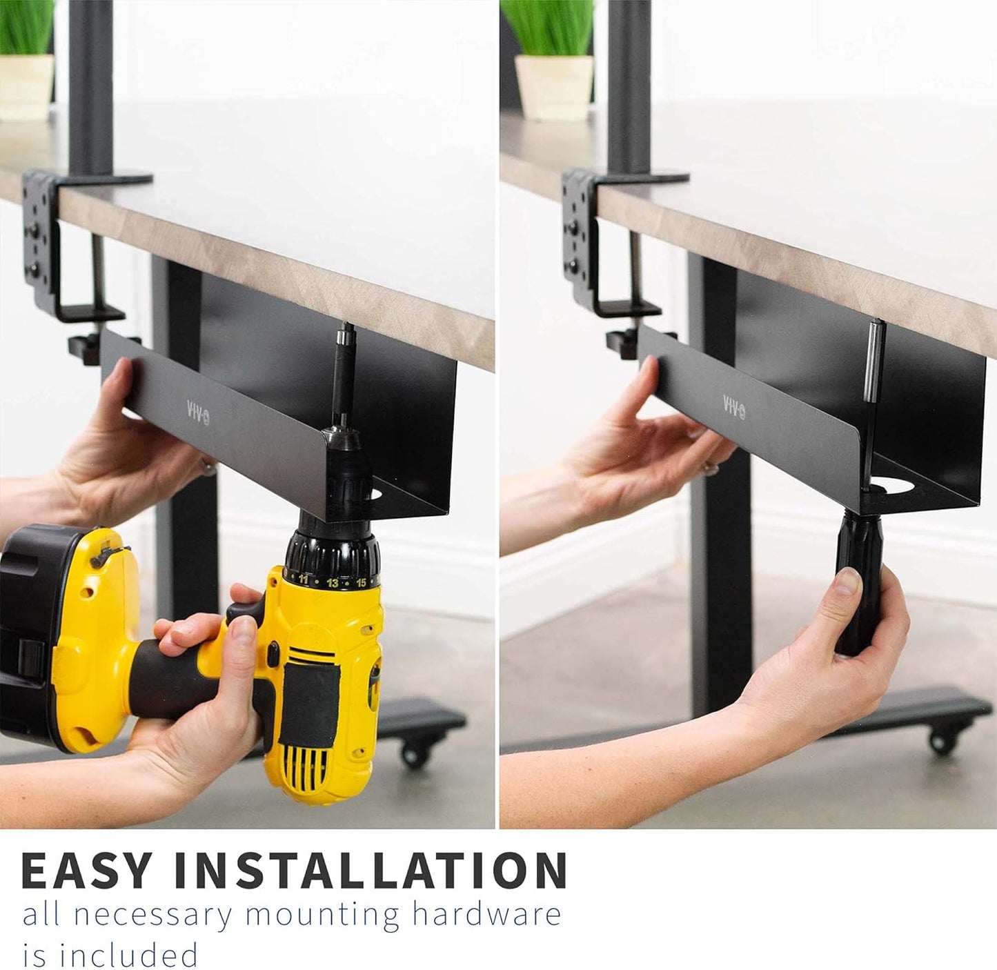 VIVO Under Desk 17 inch Cable Management Tray, Power Strip Holder, Cord Organizer, Wire Tamer for Office and Home, Black, DESK-AC06-1C