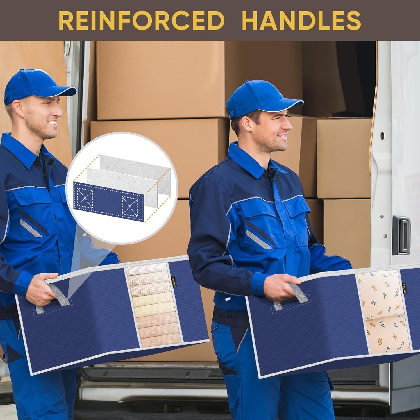 BALEINE 4 Pack Clothes Storage Bags, 24 Gallon Storage Containers with Reinforced Handle, Sturdy Zipper, Closet Organizer for Blanket, Comforter, Pillow, Bedding (Blue, 4 Pack)