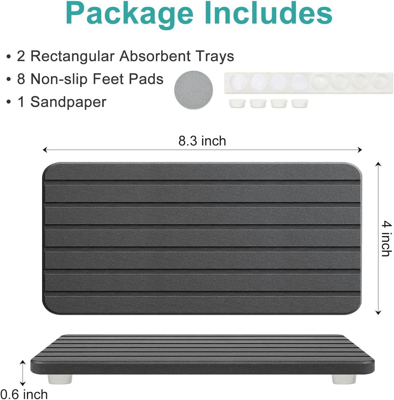 Diatomite Stone Sink Tray Drying Mat for Kitchen Sink Bathroom Counter Trays Diatomaceous Earth Dish Water Absorbing Stone Quick Dry Soap Tray Dispenser Holder Black Bathroom Decor Accessories