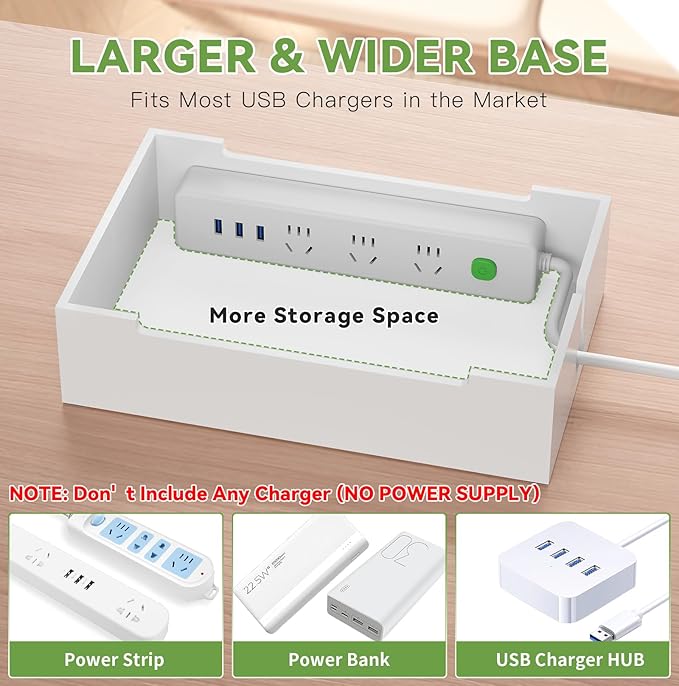 Pezin & Hulin Bamboo Charging Station, Electronic Devices Organizer for Multiple Devices Charger Such As Cell Phone, Tablet, Watch and More, Natural+White, (No USB Charger and Cables