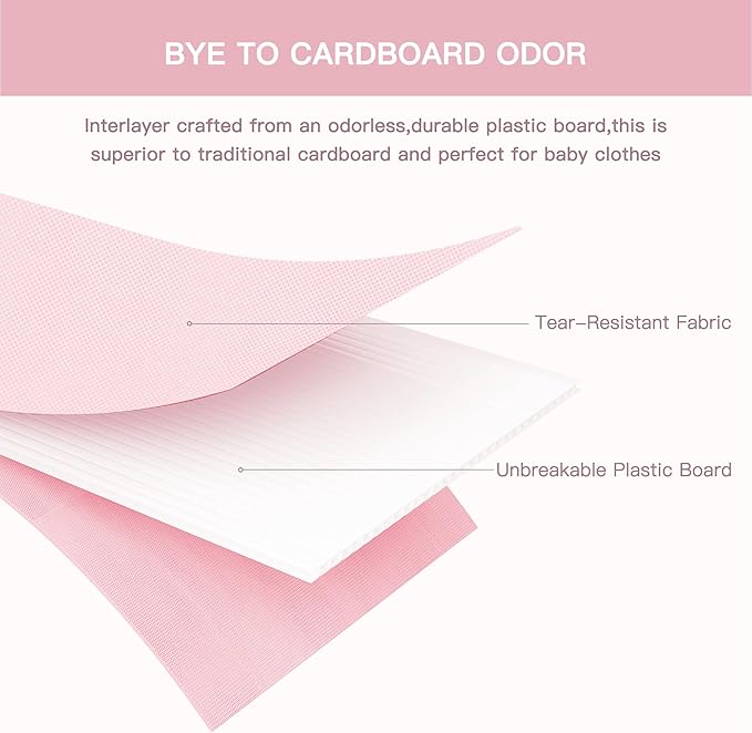 Criusia Drawer Organizer Clothes, 10 Pack Dresser Organizer for Baby Clothes, Underwear, Sock- Foldable Closet Organization and Storage Dividers Bins for Nursery, Bedroom (Pink)