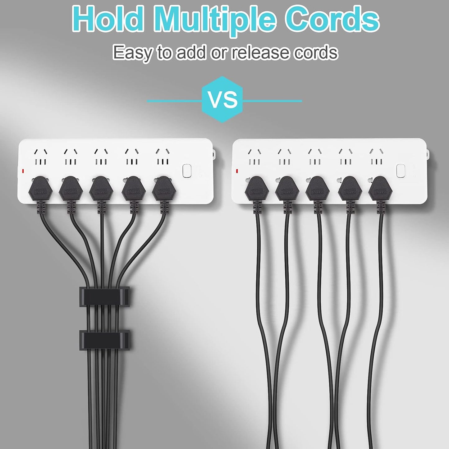 50 PCS Black Cable Clips - Large Cord Organizers for Under Desk Cable Wire Management, Adhesive Holder Clips for Multiple Cord Management