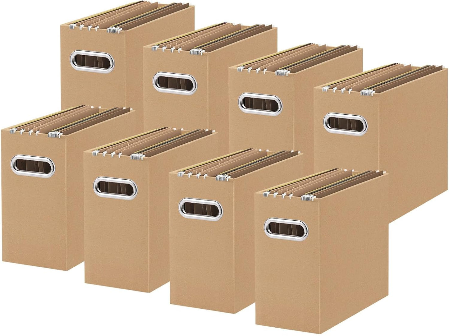 Oterri Cardboard File Organizer Box for Hanging File Folders Letter Size,File Box for Computer Desk,File Cabinet,Working Home,Office,Classroom (Brown, Letter Size - 8 Packs)