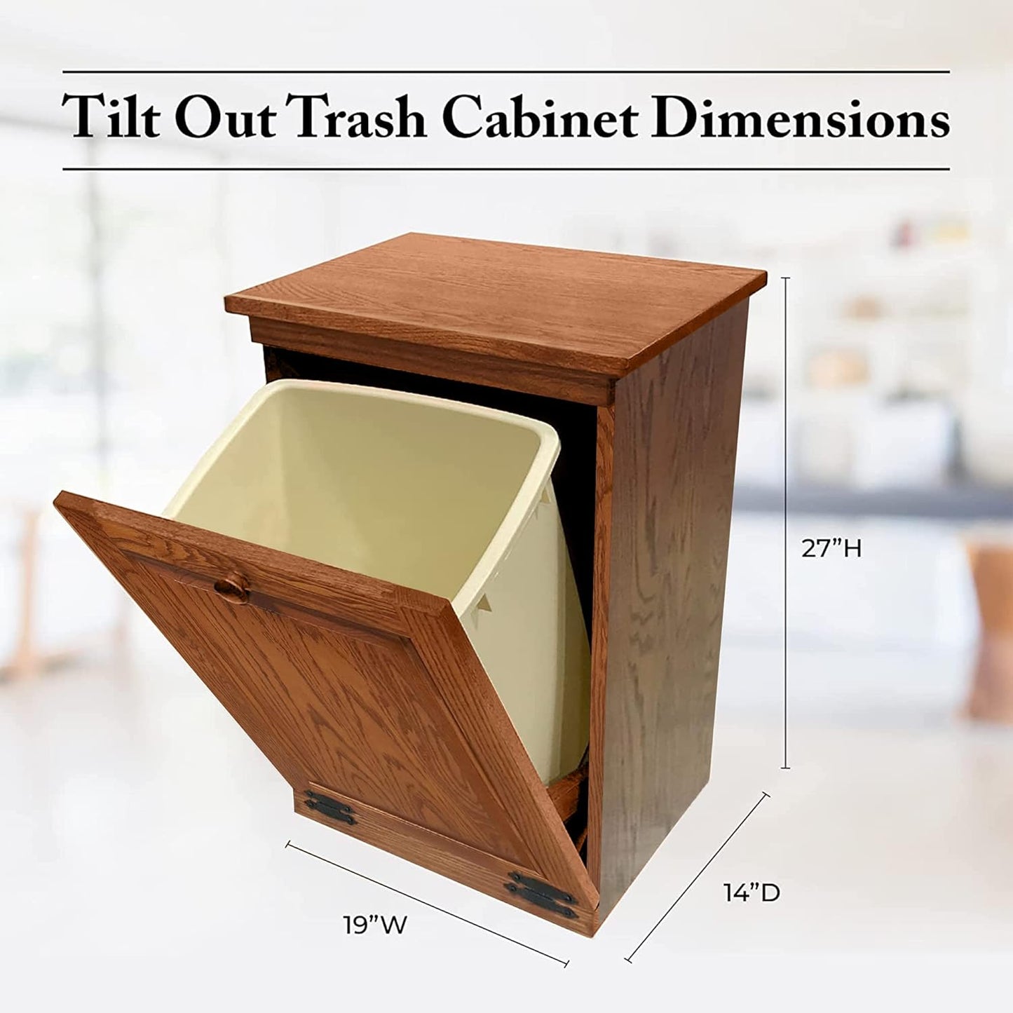 Peaceful Classics Tilt Out Trash Cabinet- Amish Handcrafted Wooden Pull Out Cabinet, Decorative Trash Bin Cabinet for Kitchen, Bedroom, & Home Patio, Tilt Out Laundry Hamper Cabinet, Harvest