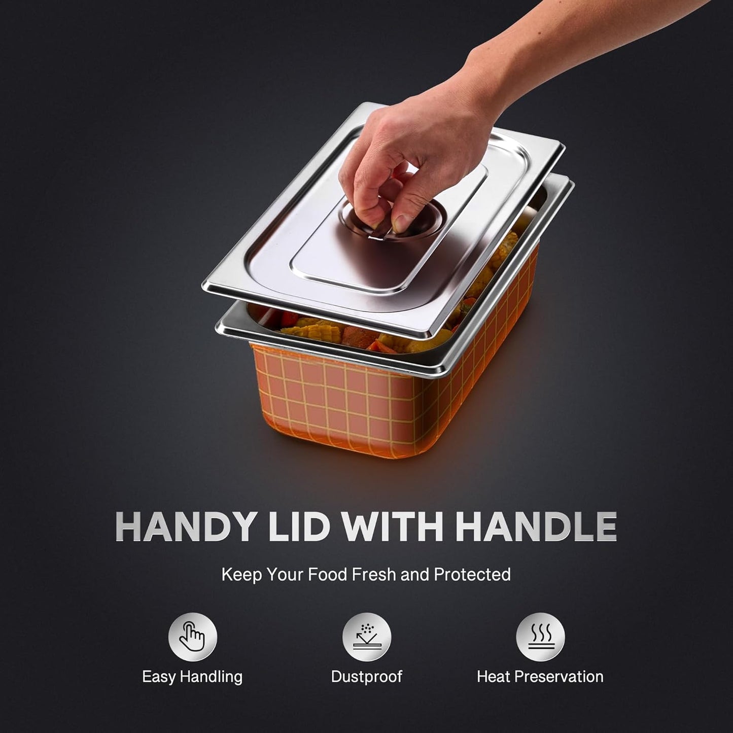 Wilprep 6 Pack Hotel Pans, 1/3 Size 4 in Deep Steam Table Pans with Lids, Food Grade Stainless Steel Hotel Pans, 4.2 qt Catering Food Storage Pans for Buffets Events Restaurants, NSF Listed