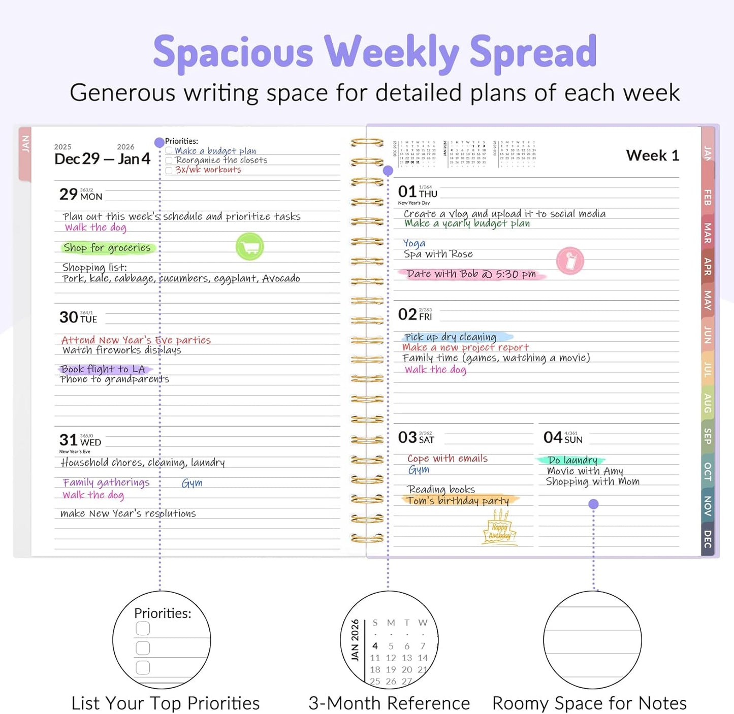 Forvencer Planner 2026-2027, 17 Month Weekly and Monthly Calendar Planner, Jan 2026 -May 2027, 8.5" x 11", Daily Agenda Book with Tabs, College Organizer Notebook, School Supplies for Student Teacher Classroom, A4, Beige