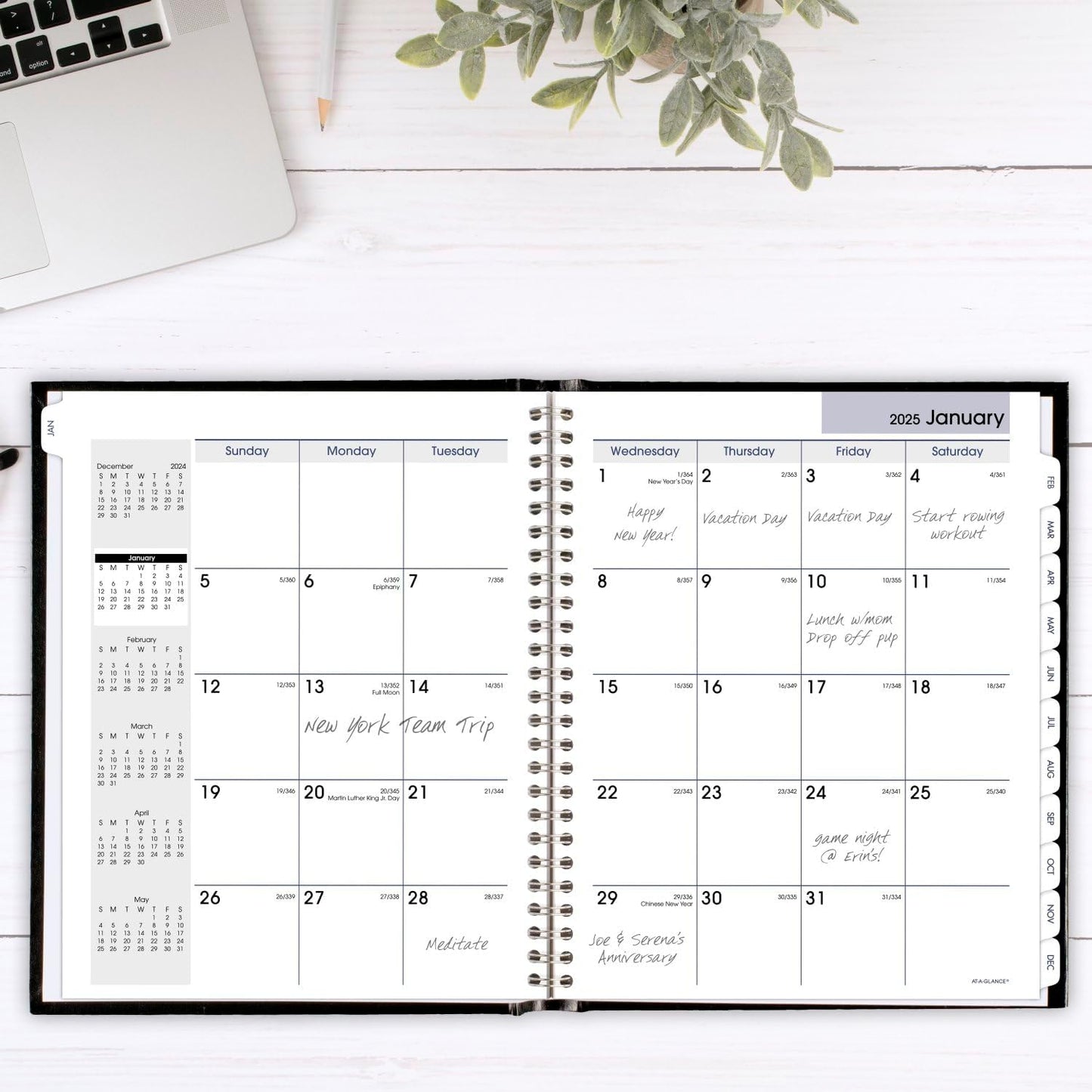AT-A-GLANCE 2025 Planner, Monthly, 7" x 8-1/2", Medium, Hardcover, DayMinder, Black (G400H0025)