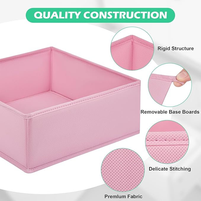 Drawer Clothing Organizer 16-Pack, Pink 3 Sizes Underwear Drawer Dividers, Fabric Folding Wardrobe Organizer for Baby Clothes, Bras, Underwear, Underpants, Belts, Socks, Ties, etc.