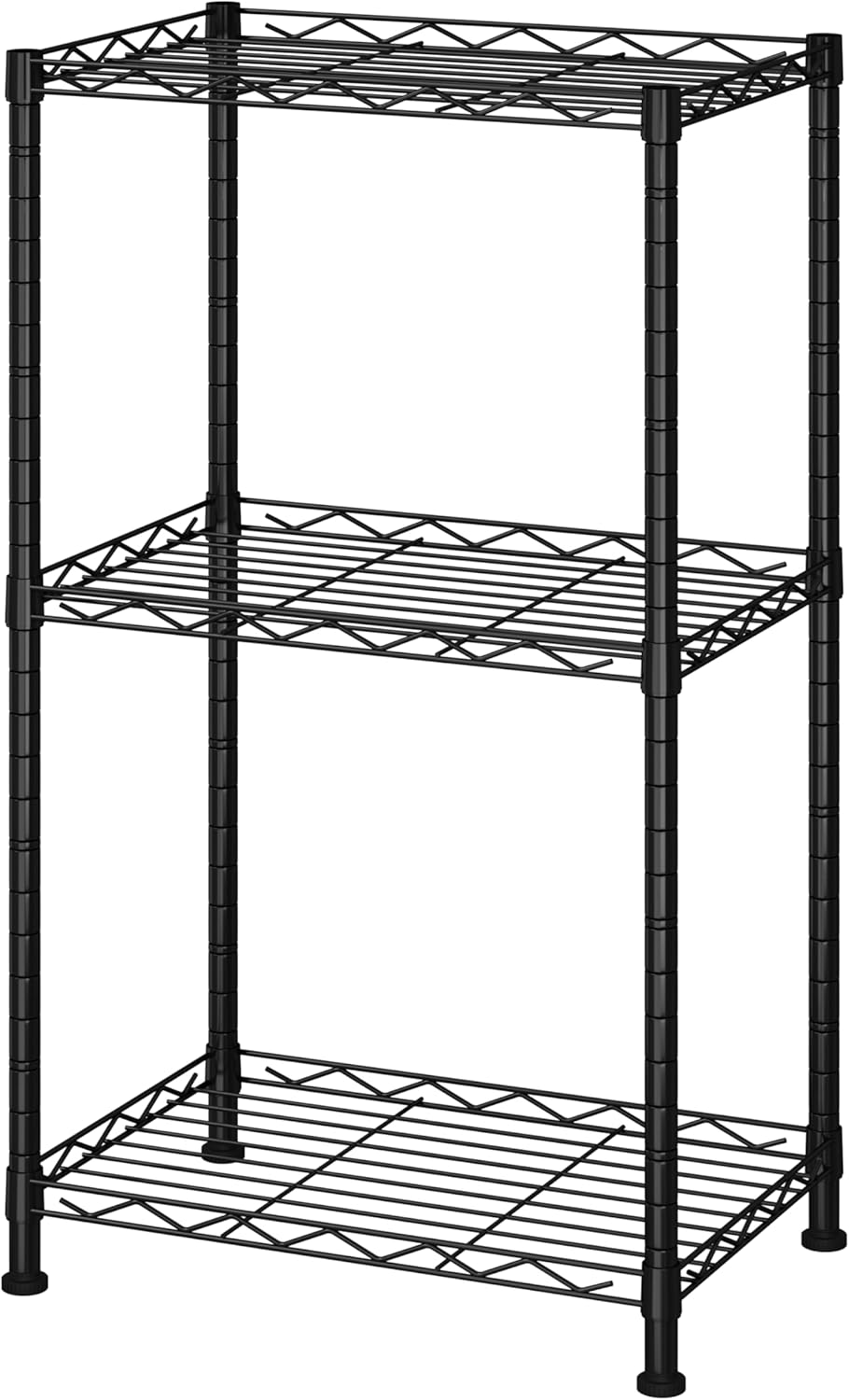 HOMEFORT Storage Shelves, 3-Wire Shelving, Metal Shelving Unit Adjustable Storage Shelves Rack for Kitchen, Pantry, Bathroom, Black, 15.7" W x 11.6" D x 30" H