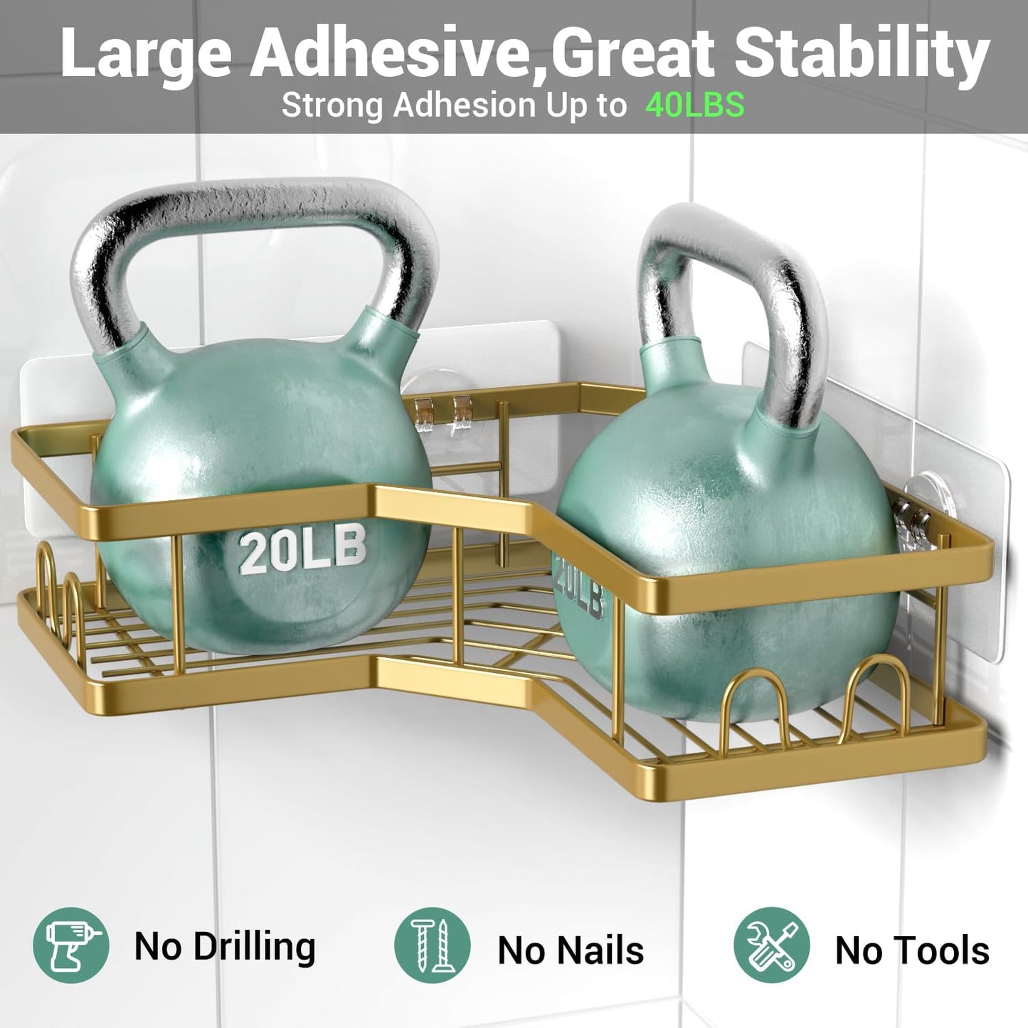 Corner Shower Caddy Bathroom Organizer: Adhesive Shower Rack Bathtub Shelves - 3Pack No Drilling Shower Shelf - Stainless Steel Organizer