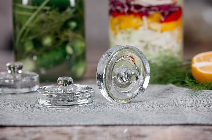 JILLMO Fermentation Jar, 1.5 Liter Glass Fermenting Jar with Fermenting Weights and Airlocks, Pack of 2