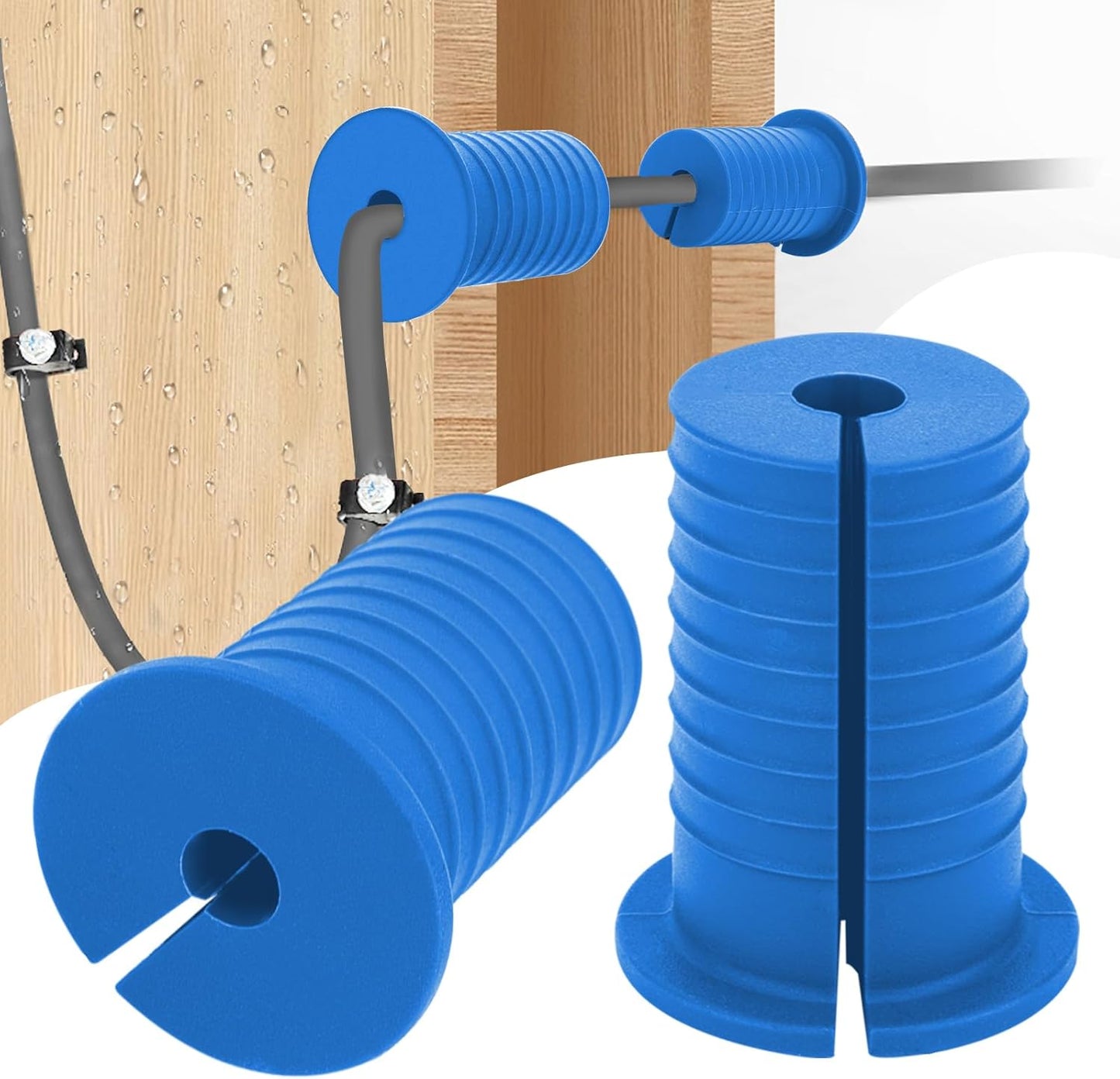 2 Pcs Starlink Cable Routing Kit for 1 Inch Wall Hole, Blue Silicone Wall Grommet for Ethernet Cable, Perforated Cable Punch Grommet, Starlink Accessories