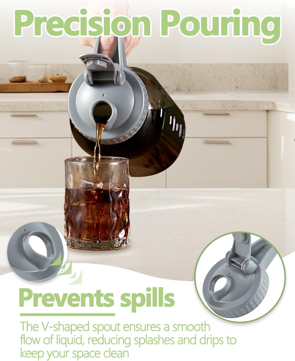 32oz Glass Pitcher with Lid & V-shaped Pour Spout - 1 Quart Breastmilk Pitcher Double Leak Proof, Creamer Container for Sun Tea, Juice, Cold Brew Coffee, Breastmilk Storage Container