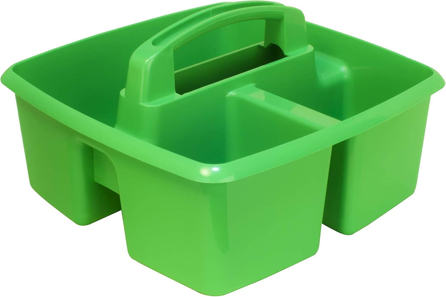 Storex 3-Compartment Small Caddy – Multipurpose Classroom Organizer with Handle, Green, 5-Pack (00951U06C)