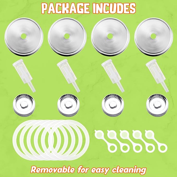 Tessco for you 4 Set Fermentation Kit, Wide Mouth Fermentation Lids with Weights for Mason Jars Sauerkraut Probiotic Food (No Jars)