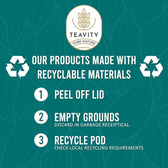 Organic Yerba Mate Refreshing Mint Tea Pods - Naturally Caffeinated Yerba Mate Tea Pod for Keurig Brewers by Teavity (24 Tea Pods)